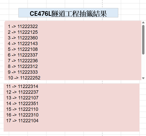 CE476隧道工程抽籤結果 CE476隧道工程抽籤結果